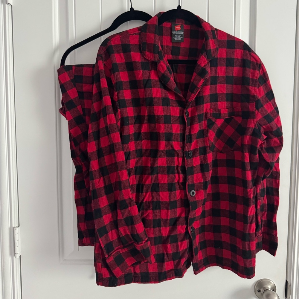 Hanes Red and Black Plaid pajama set